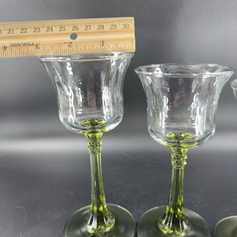 Partylite Glass Votive Candle Holder Set 3 Glass Clear Top And Green Bottom VTG - Picture 4 of 14